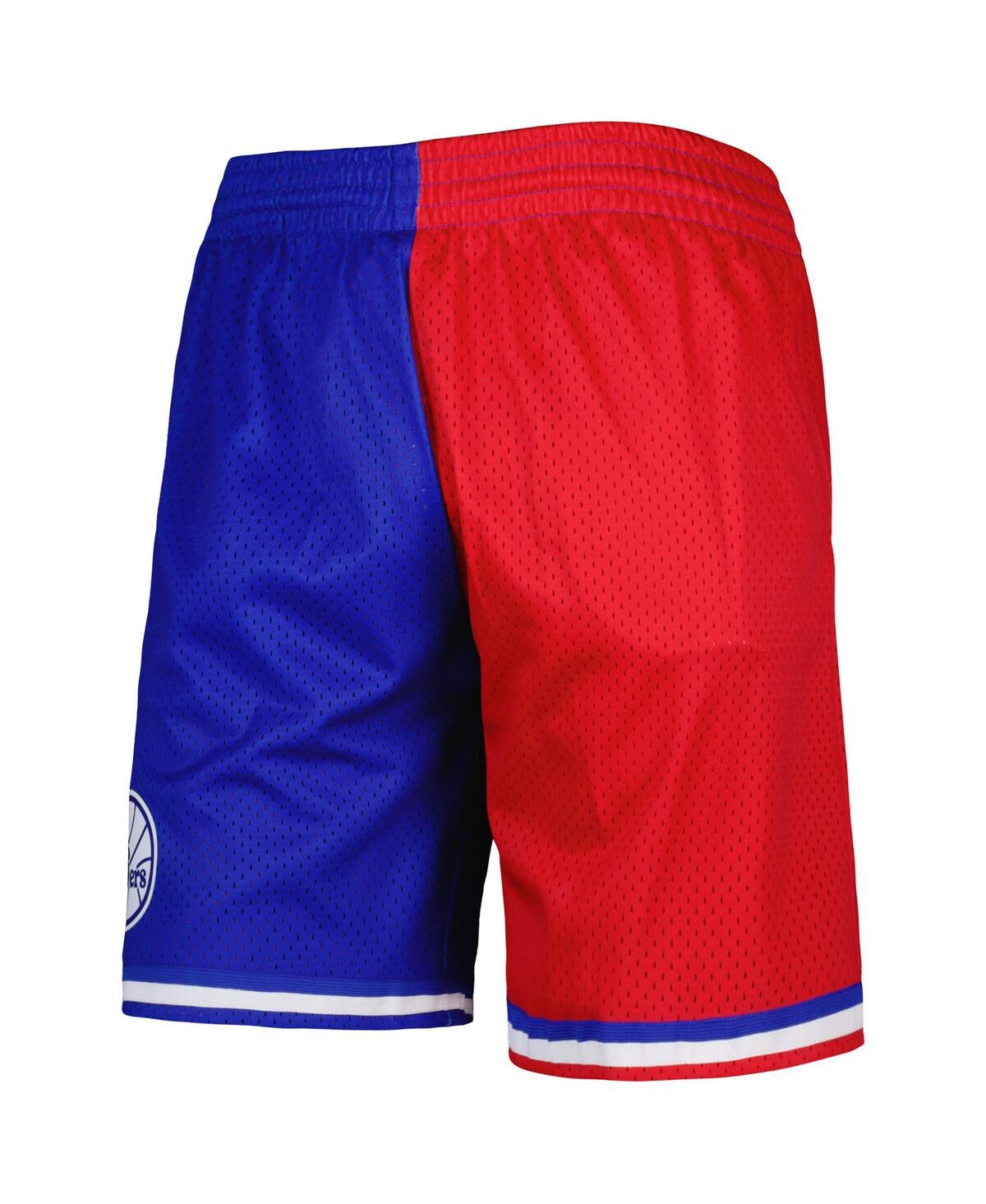 Men's Mitchell & Ness Red Philadelphia 76ers Hardwood Classics 1982 Split Swingman Shorts - Red