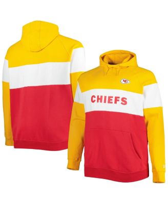 Men's Red, Gold Kansas City Chiefs Big and Tall Current Colorblock Raglan Fleece Pullover Hoodie