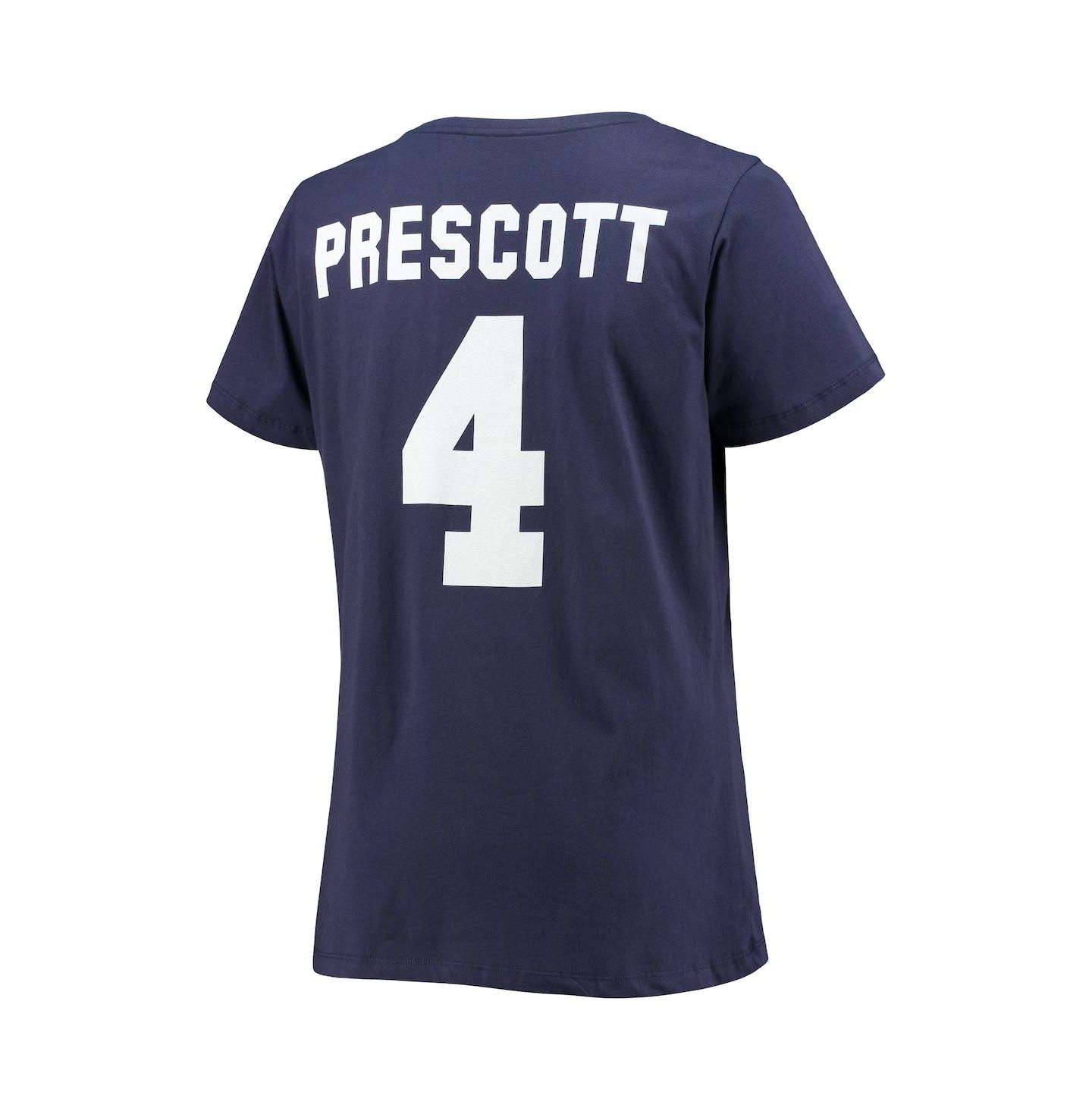 Женская футболка Fanatics Dak Prescott Navy Dallas Cowboys Plus Size Name and Number V-Neck — фото 3