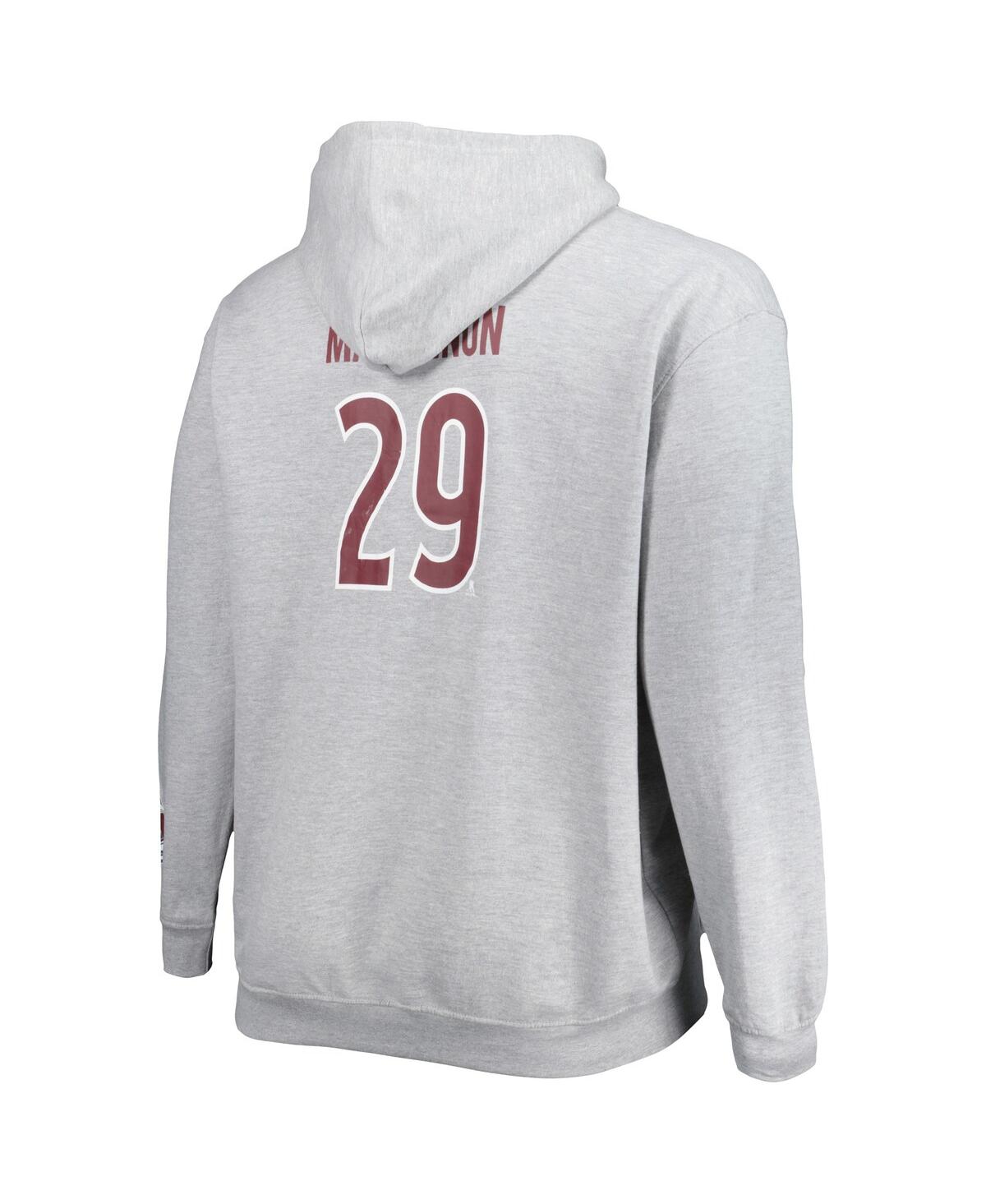 Men's Nathan MacKinnonColorado Avalanche Big and Tall Player Lace-Up Pullover Hoodie - Heather Gray