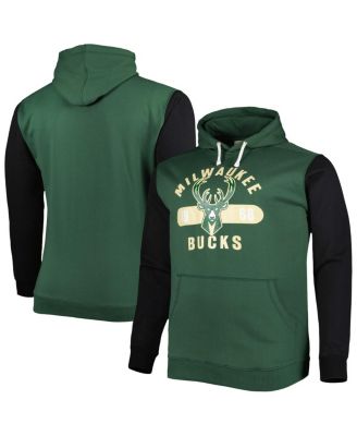Men's Hunter Green, Black Milwaukee Bucks Big and Tall Bold Attack Pullover Hoodie