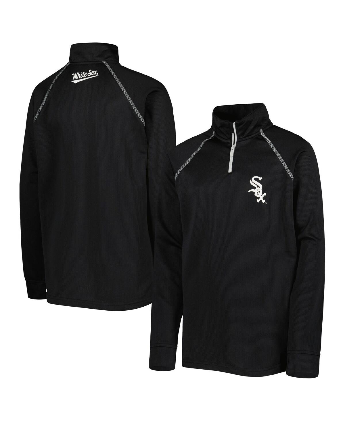 Youth Boys StitchesChicago White Sox Team Raglan Quarter-Zip Jacket - Black