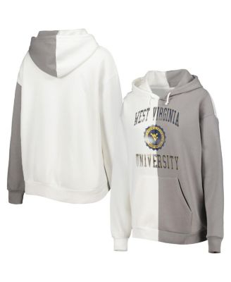 Women's Gray, White West Virginia Mountaineers Split Pullover Hoodie