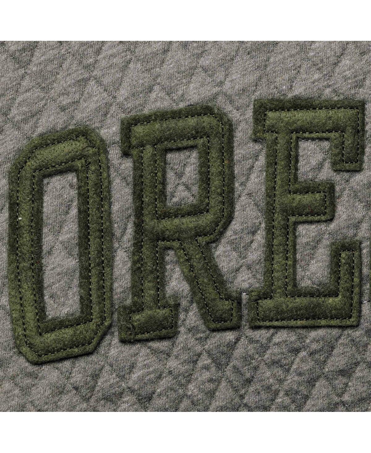 Women's PressboxOregon Ducks Moose Quilted Pullover Sweatshirt - Heather Charcoal