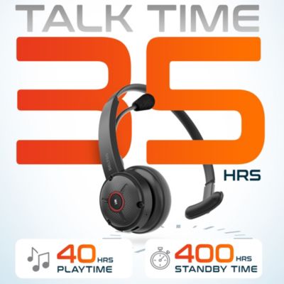 50X Noise Canceling Bluetooth Computer Headset with Charging Dock, Wireless headset for Laptop/PC/iMac/Tablet/Smartphones, Compatible with MS Teams, Zoom, Google Meet, Slack and More - Black