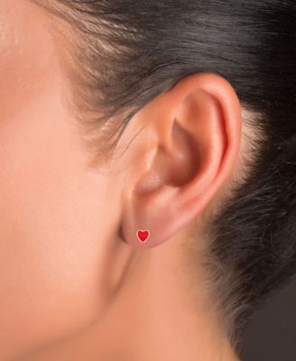 Heart Stud Earrings in Sterling Silver or 14k Gold over Sterling Silver
