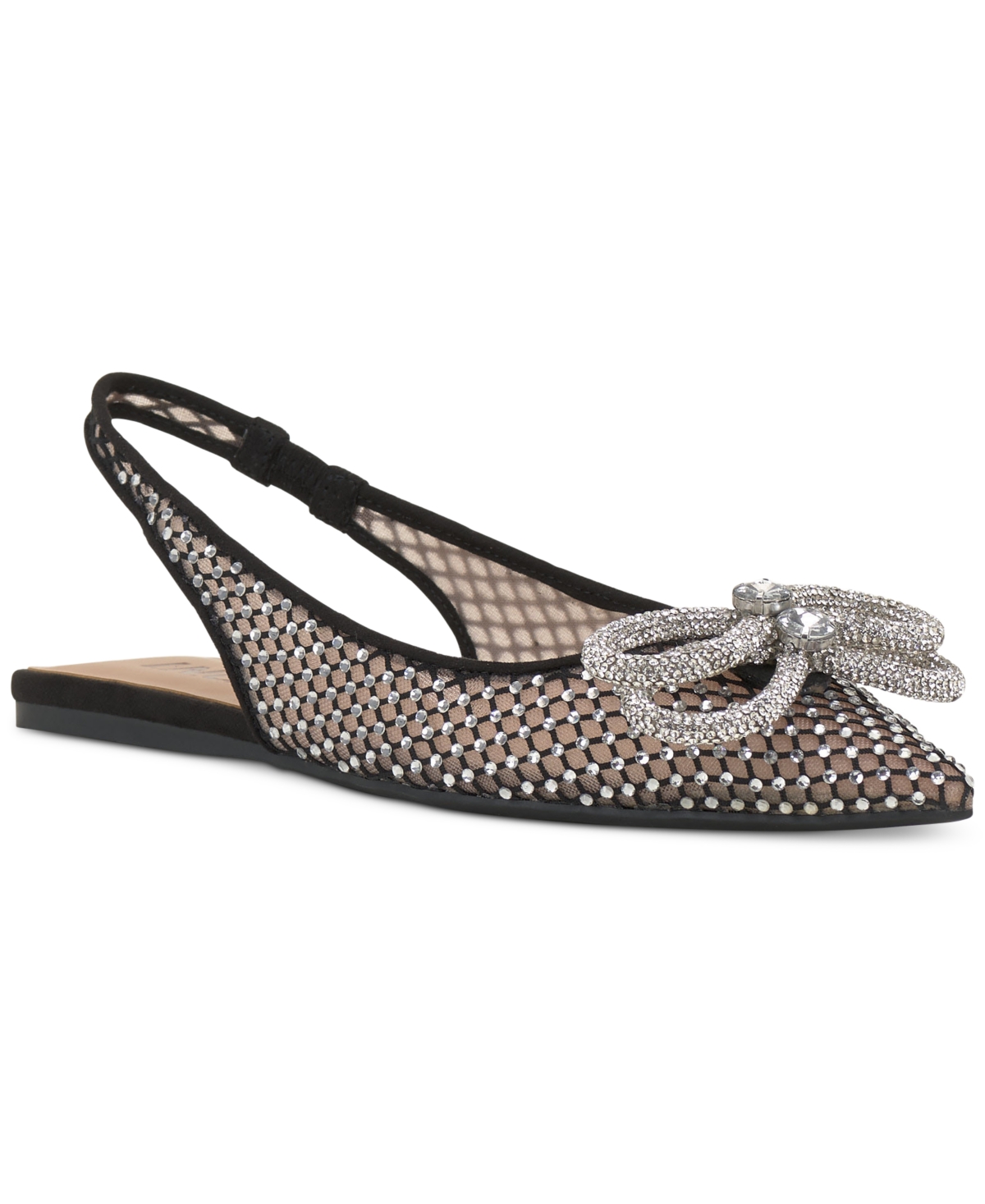 Inc International Concepts Women's Misiya Embellished Pointed-toe Slingback Flats, Created For Macy's In Black Mesh Bling