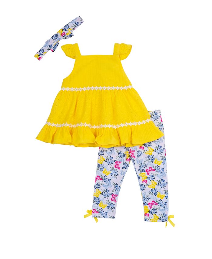 Sunny Blossom Baby Girl Tunic Set – Yellow & Black main image 1