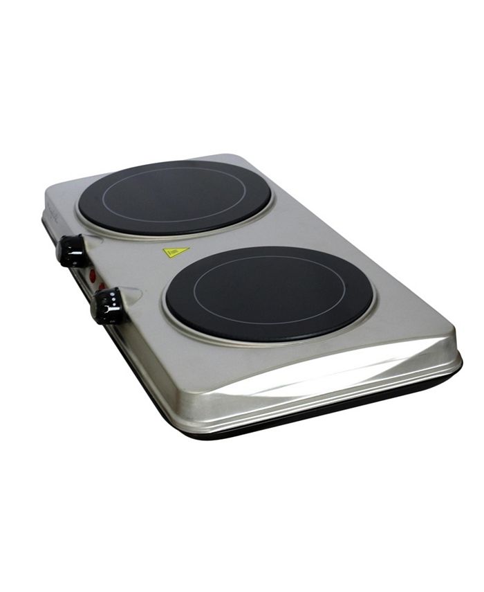 MegaChef Electric Easily Portable Heavy Duty Lightweight Dual Size Infrared Burner Cooktop