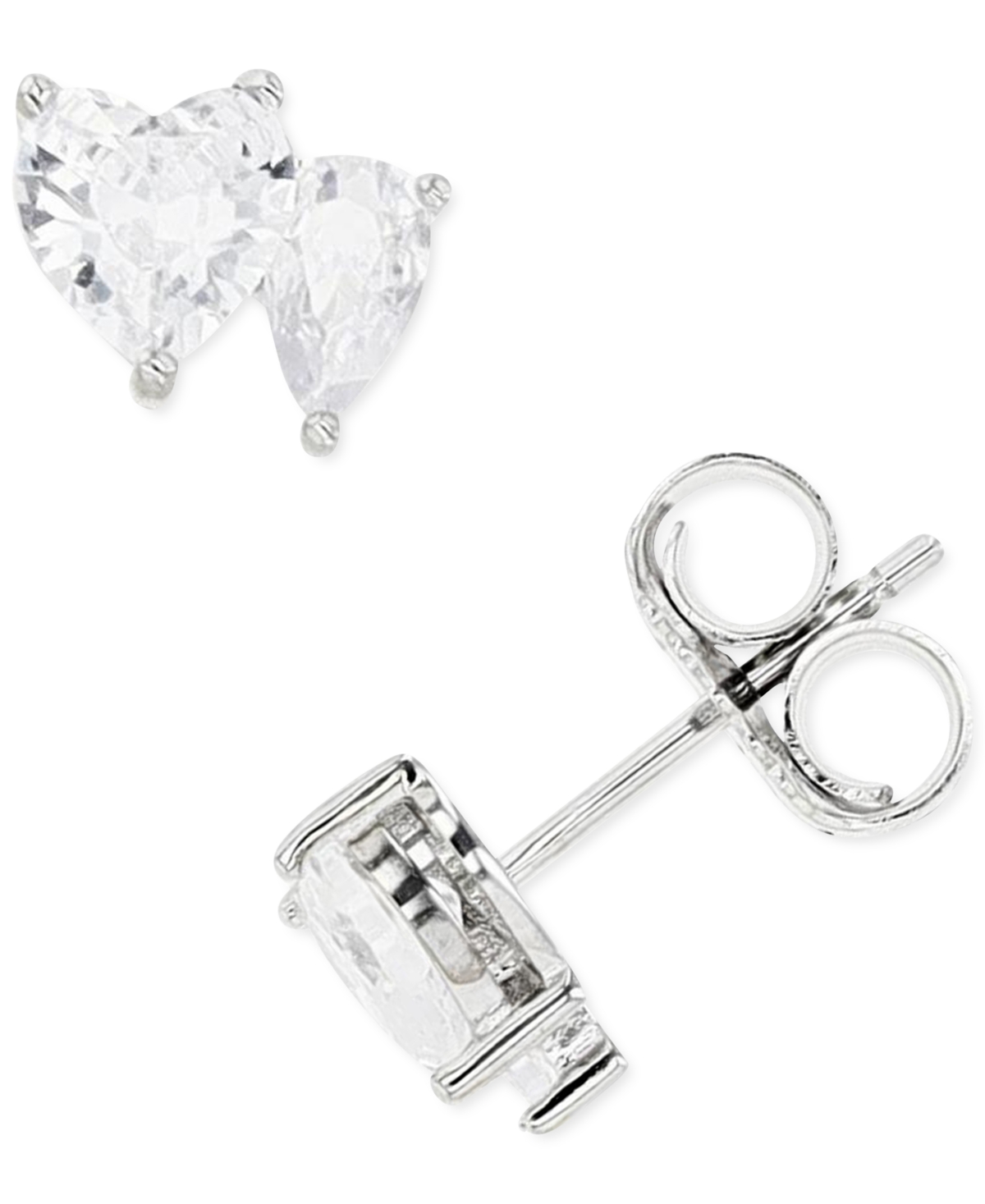 Pink andCubic Zirconia Stud Earrings in Sterling Silver or 14k Gold over Sterling Silver - White/Silver