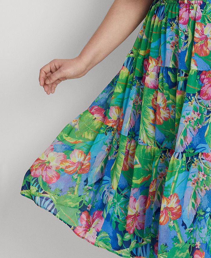 Lauren Ralph Lauren Plus Size Fit&Flare Ruffled VNeck Dress Macy's