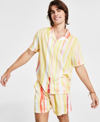 Native Youth - Men's Raze Regular-Fit Watercolor Stripe Button-Down Camp Shirt