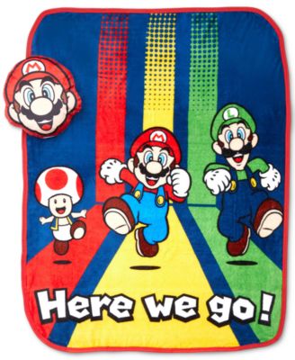 SUPER MARIO Nintendo Pillow Blanket Nogginz Set Macy's
