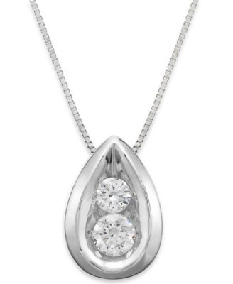 Macy's - Diamond Teardrop Pendant Necklace in 14k White Gold (3/8 ct. t.w.)