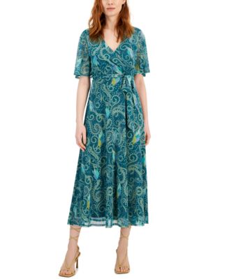 JAMIE & LAYLA - Petite Paisley-Print Flutter-Sleeve Maxi Dress