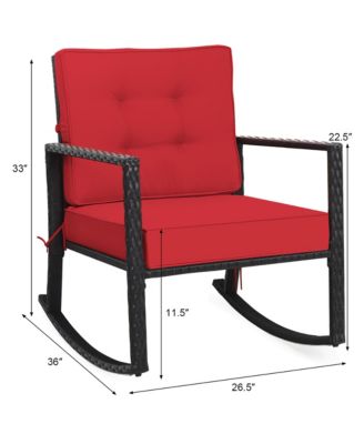 Patio Rattan Rocker Chair Outdoor Glider Wicker Rocking Chair Cushion Lawn