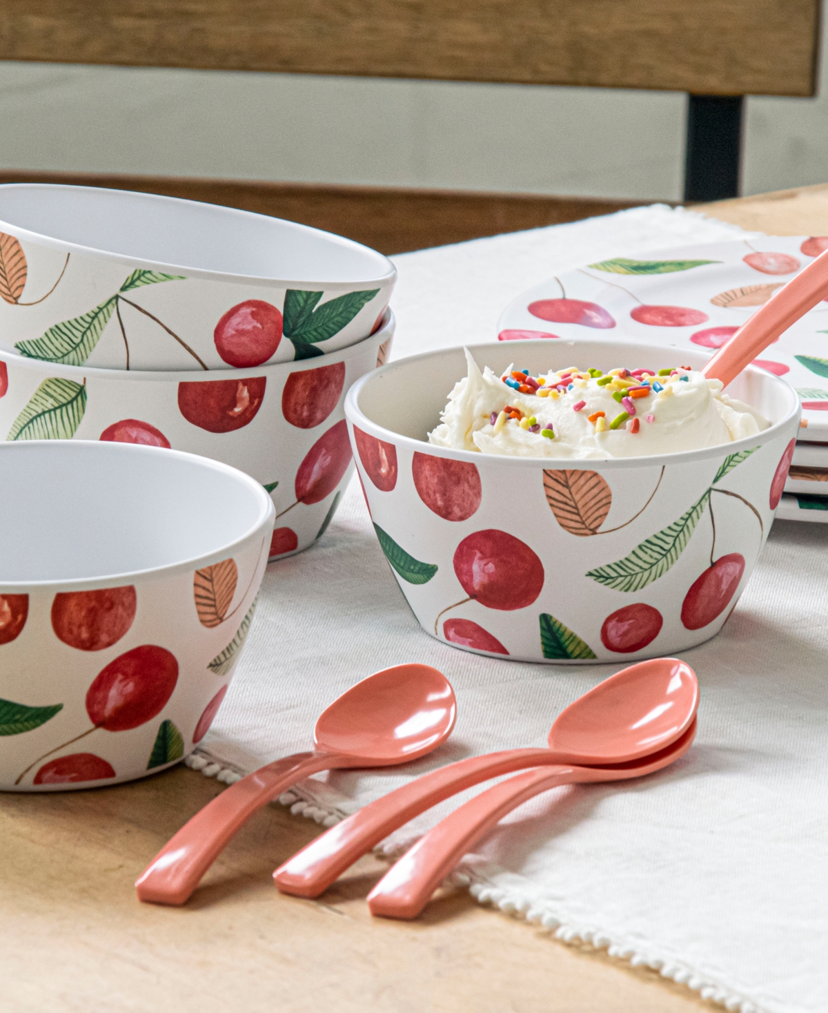 Abode Homewares Melamine Berries Cherries Dessert Spoon, Set of 4