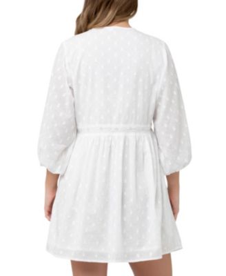 Maternity Valentina Embroidered Long Sleeve White Dress