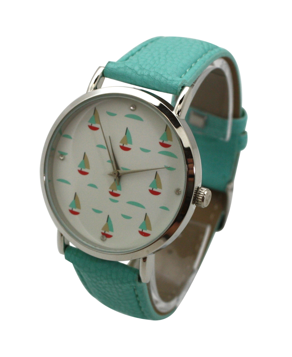 Soft Band Sailing Boats Dial Women Watch - Teal