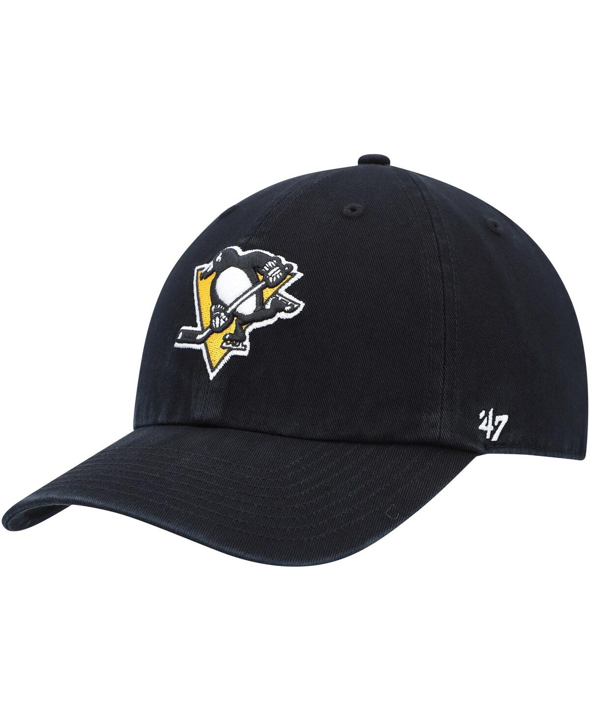 47 Brand Men's ' Black Pittsburgh Penguins Team Clean Up Adjustable Hat