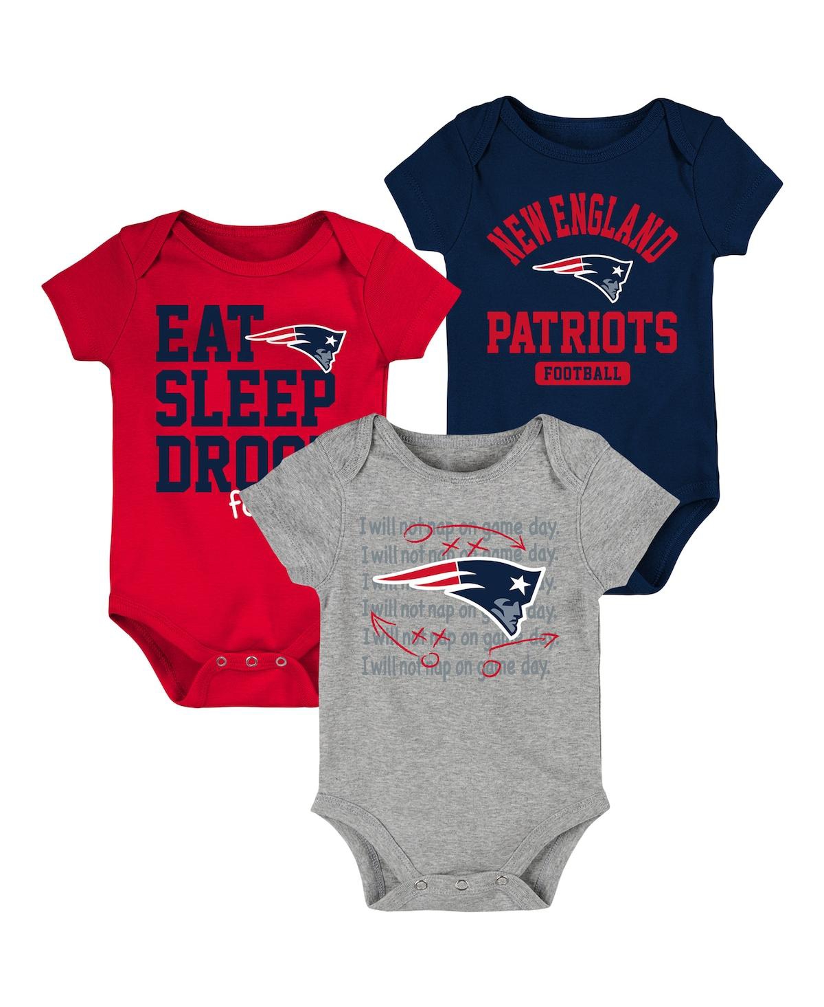 Outerstuff Babies' Newborn And Infant Boys And Girls Royal, Red New York Giants Eat Sleep Drool Football Three-piece Bo In Navy,red