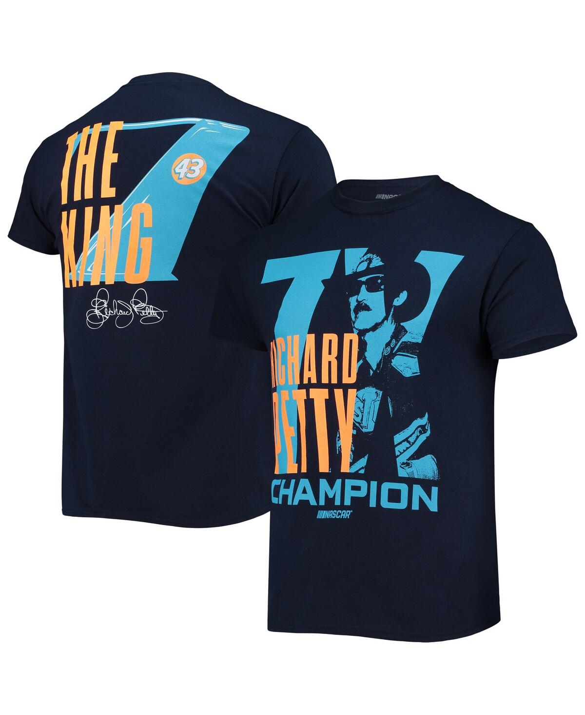 Men's Checkered Flag Sports Navy Richard Petty 7X Champion T-shirt - Navy