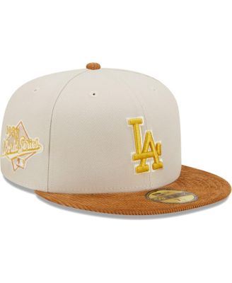 Men s New Era Cream Brown Los Angeles Dodgers Corduroy Visor 59FIFTY Fitted Hat Macy s