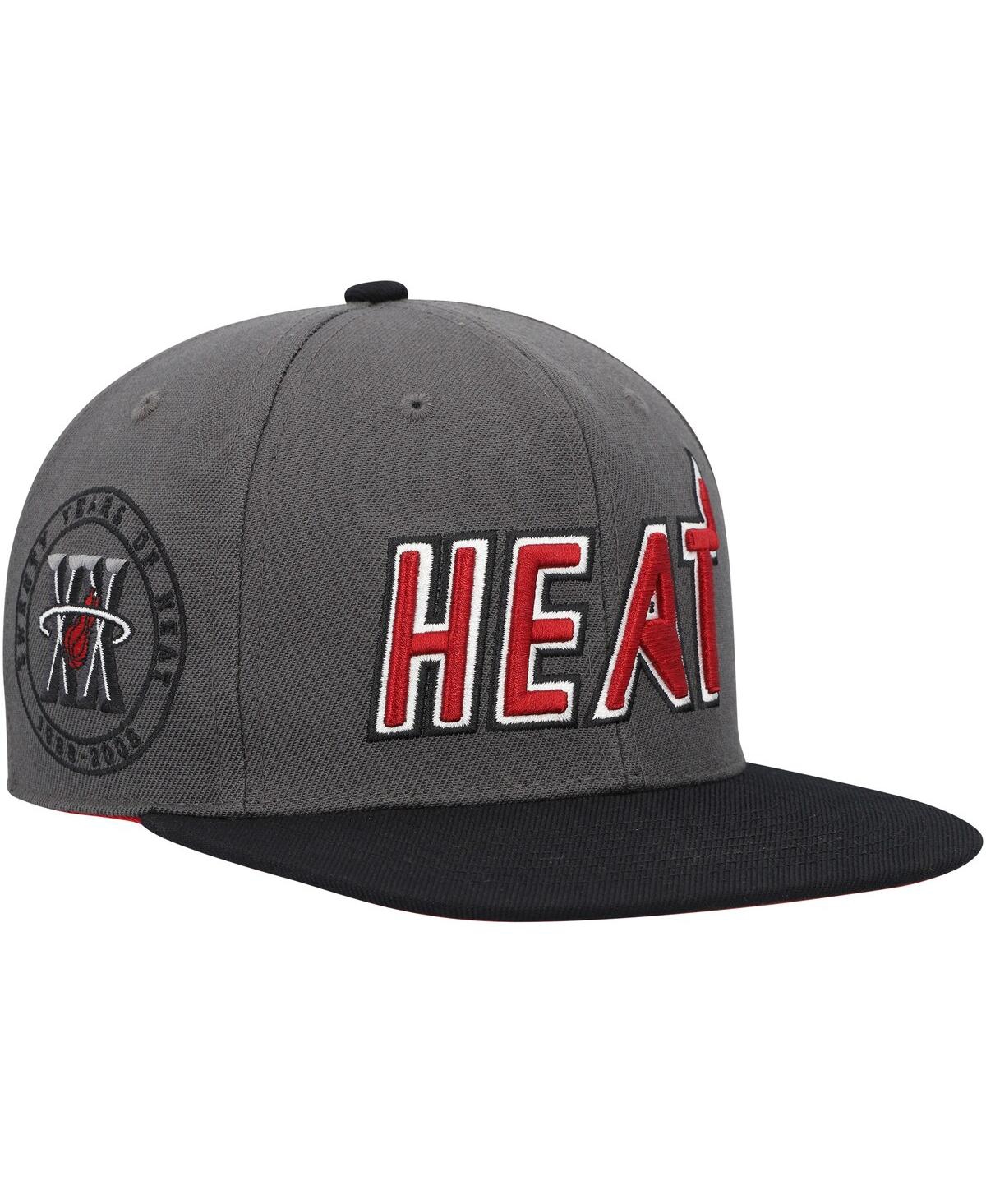 Shop Mitchell & Ness Men's  Gray, Black Miami Heat Hardwood Classics 20th Anniversary Born And Bred Fitted In Gray,black