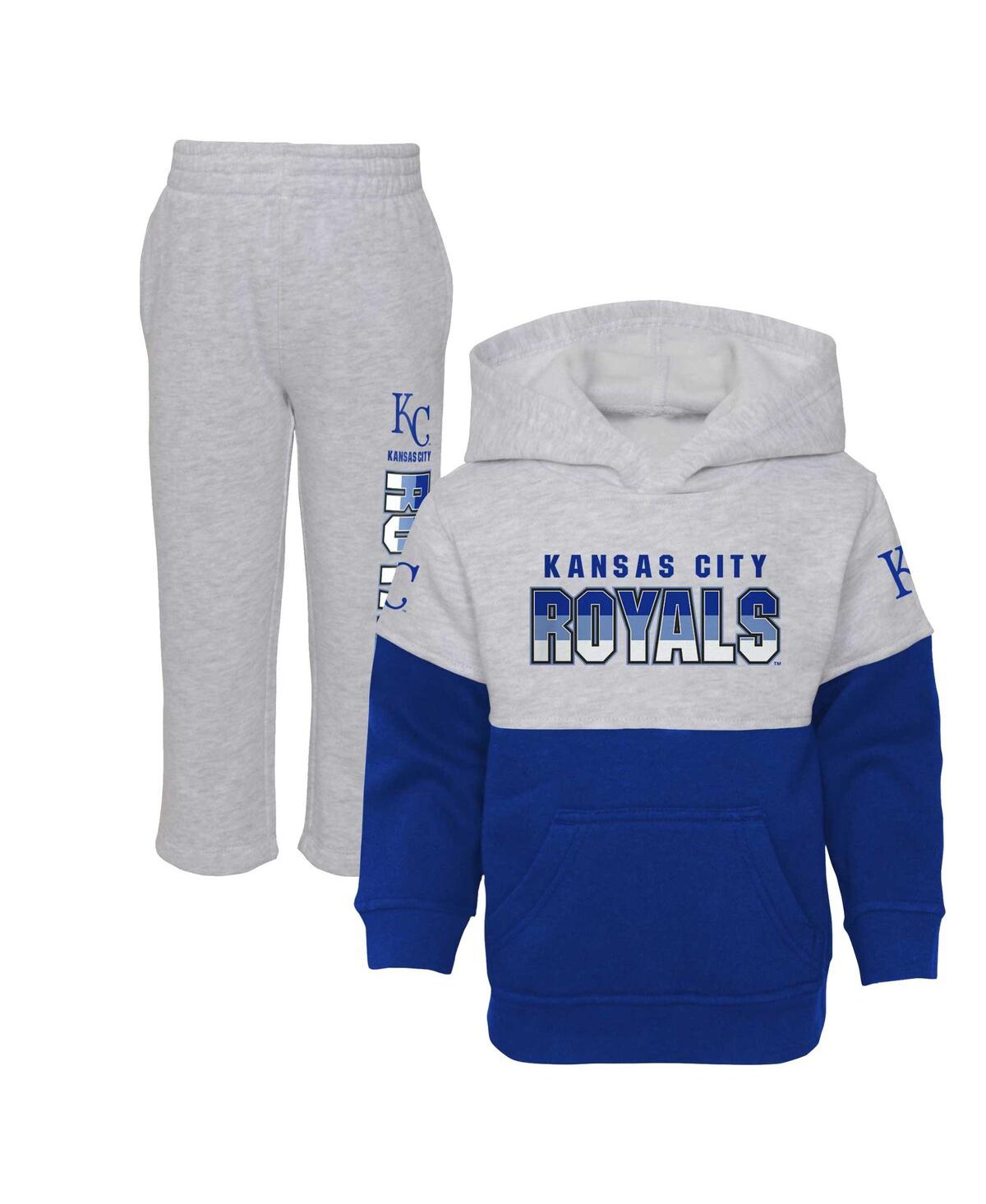 Outerstuff Babies' Toddler Boys And Girls Royal, Heather Gray Kansas City Royals Two-piece Playmaker Set In Royal,heather Gray