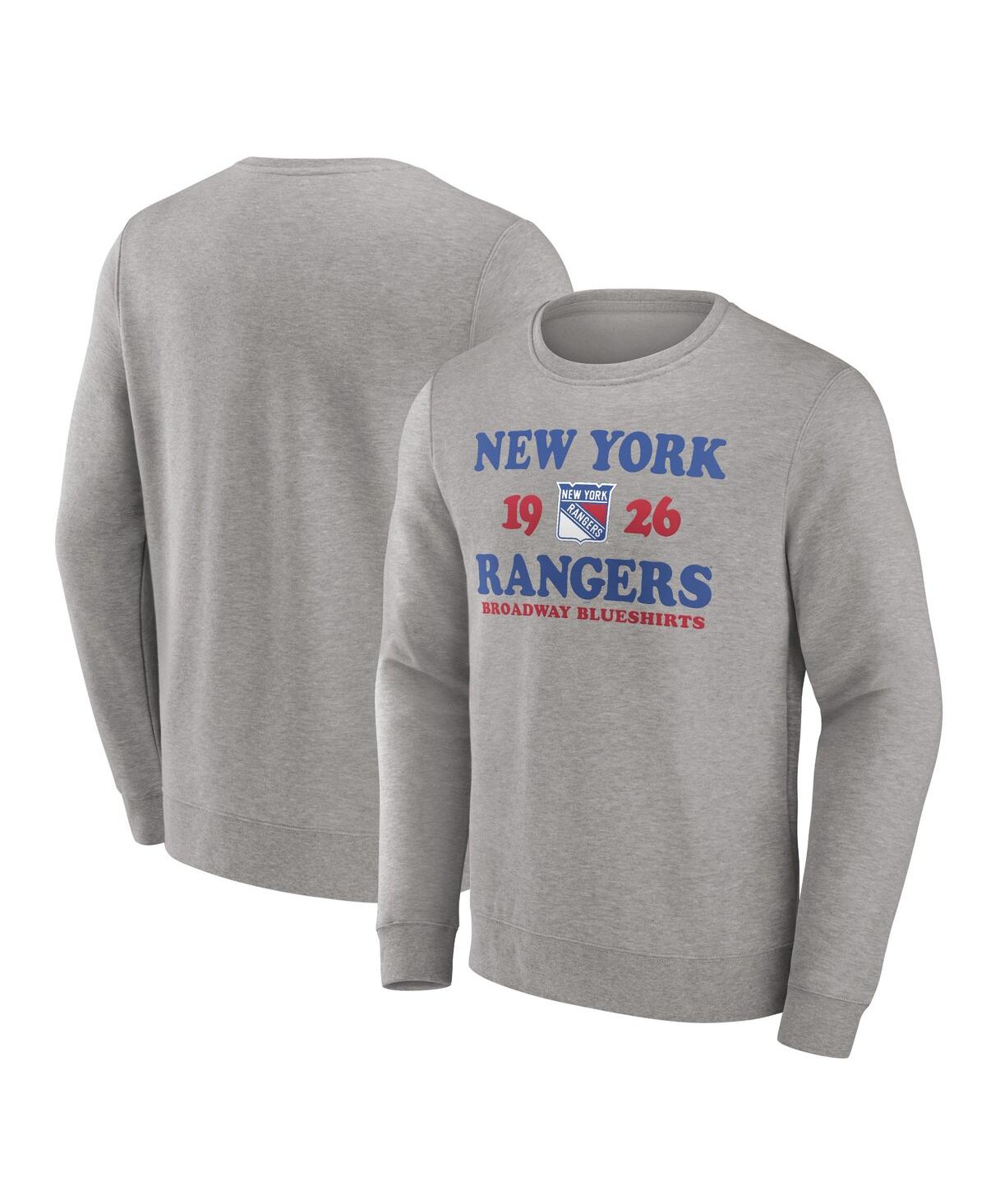 Shop Fanatics Men's  Heather Charcoal New York Rangers Fierce Competitor Pullover Sweatshirt