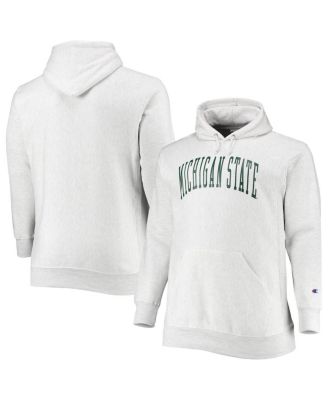 Men's Heathered Gray Michigan State Spartans Big and Tall Reverse Weave Fleece Pullover Hoodie Sweatshirt