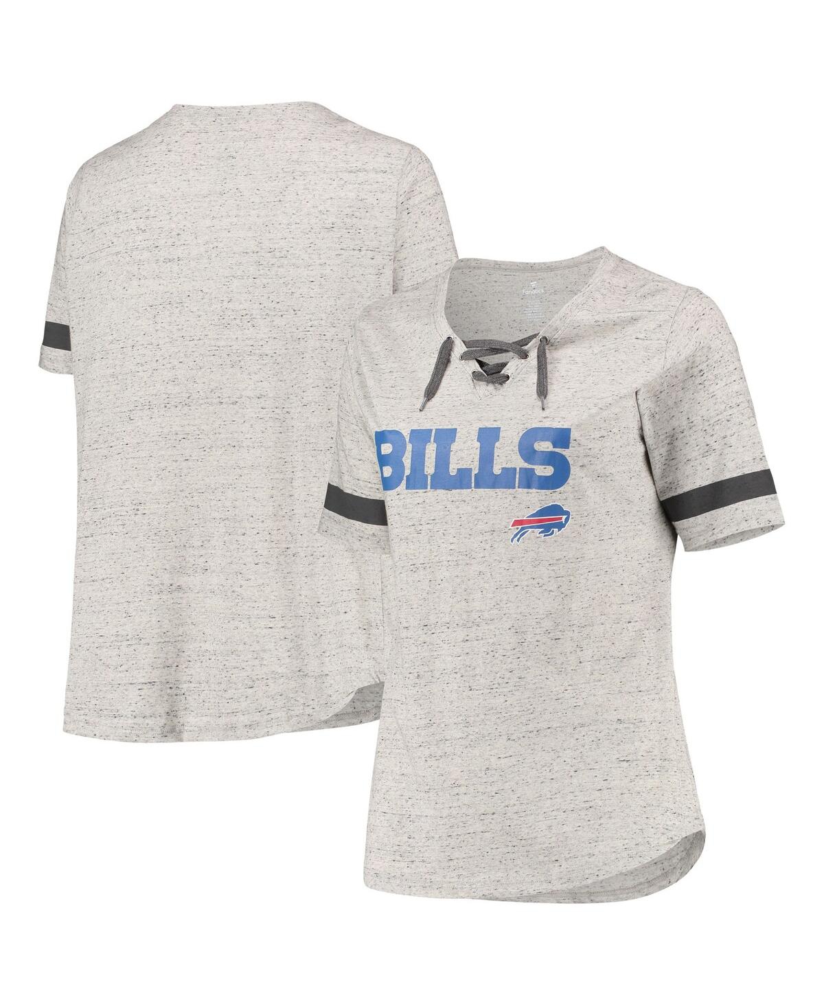 Shop Profile Women's Heathered Gray Buffalo Bills Plus Size Lace-up V-neck T-shirt