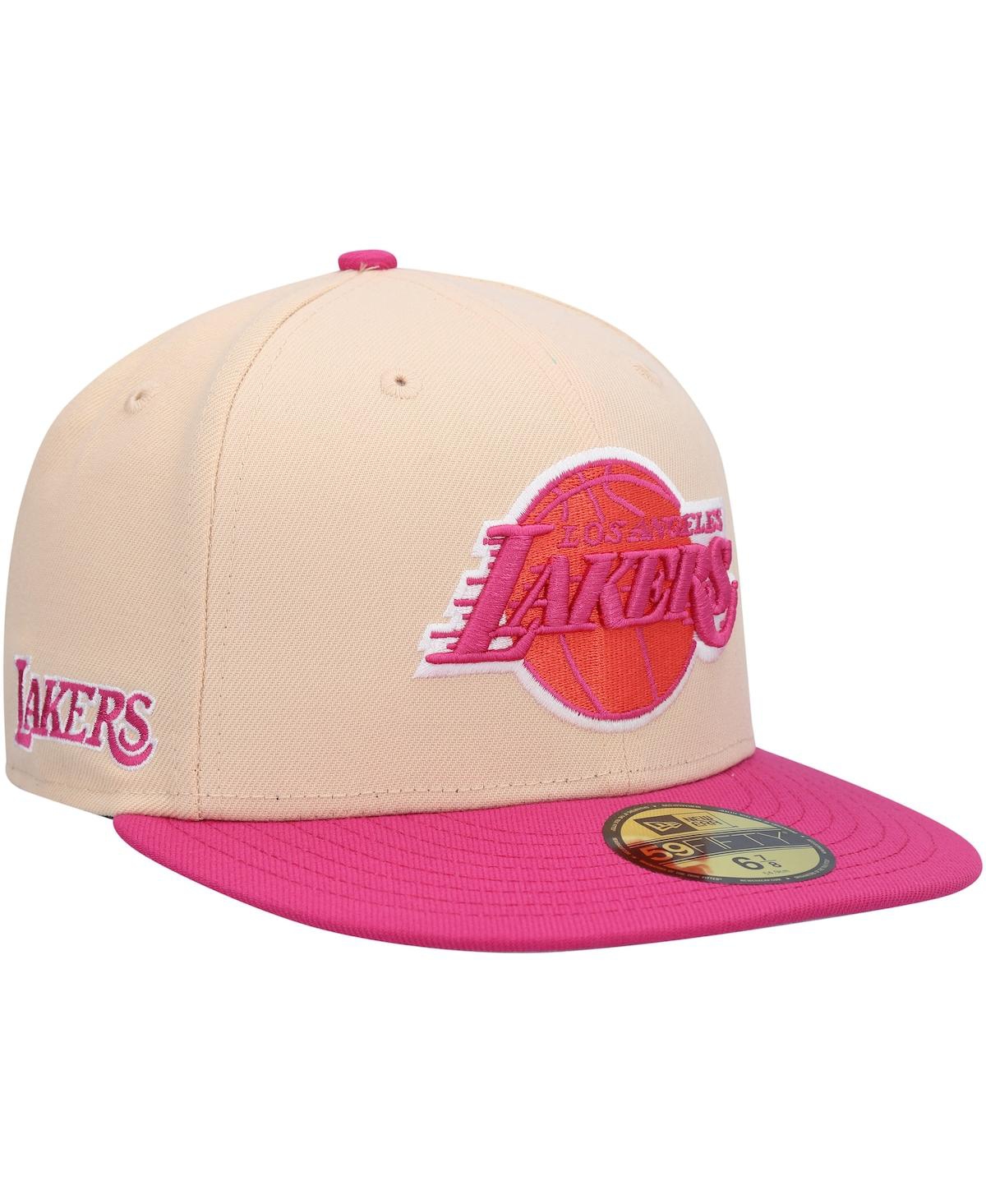 Men's New Era Pink Los Angeles Lakers Passion Mango 59FIFTY Fitted Hat - Pink