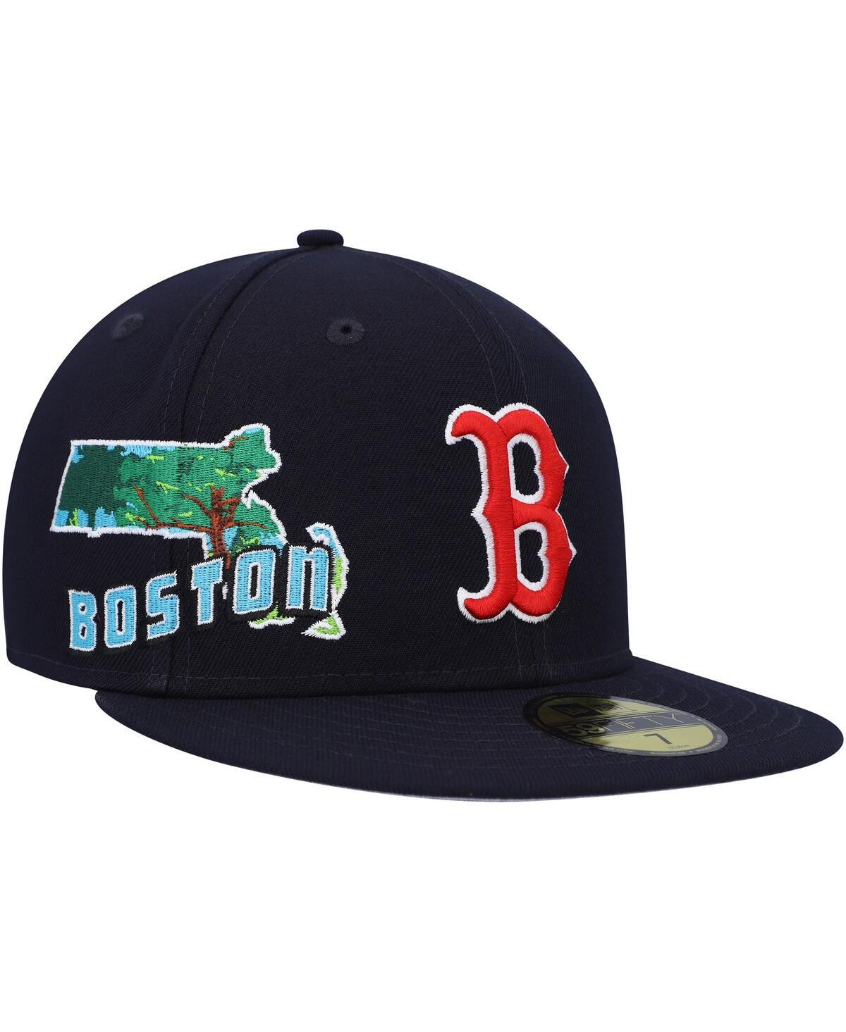 New Era Boston Red Sox Stateview 59fifty Fitted Cap 60296529 - Navy/grey Uv In Navy