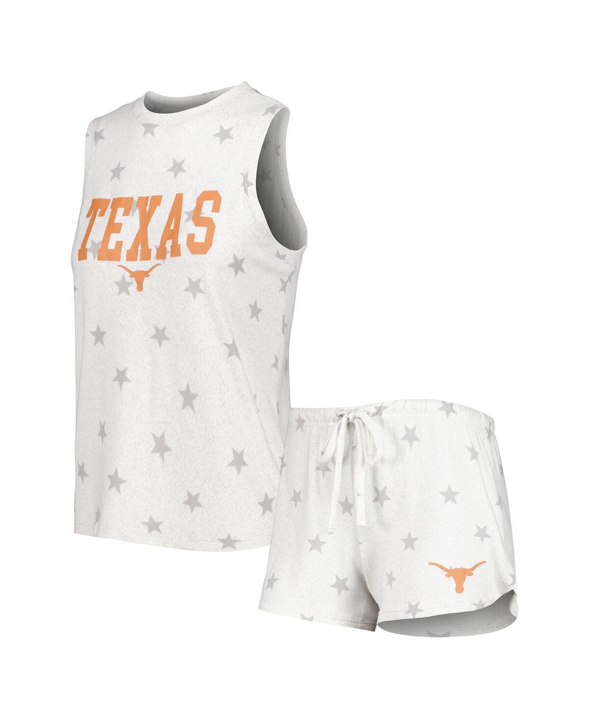 Women's Concepts SportTexas Longhorns Agenda Stars Tank Top and Shorts Sleep Set - Cream