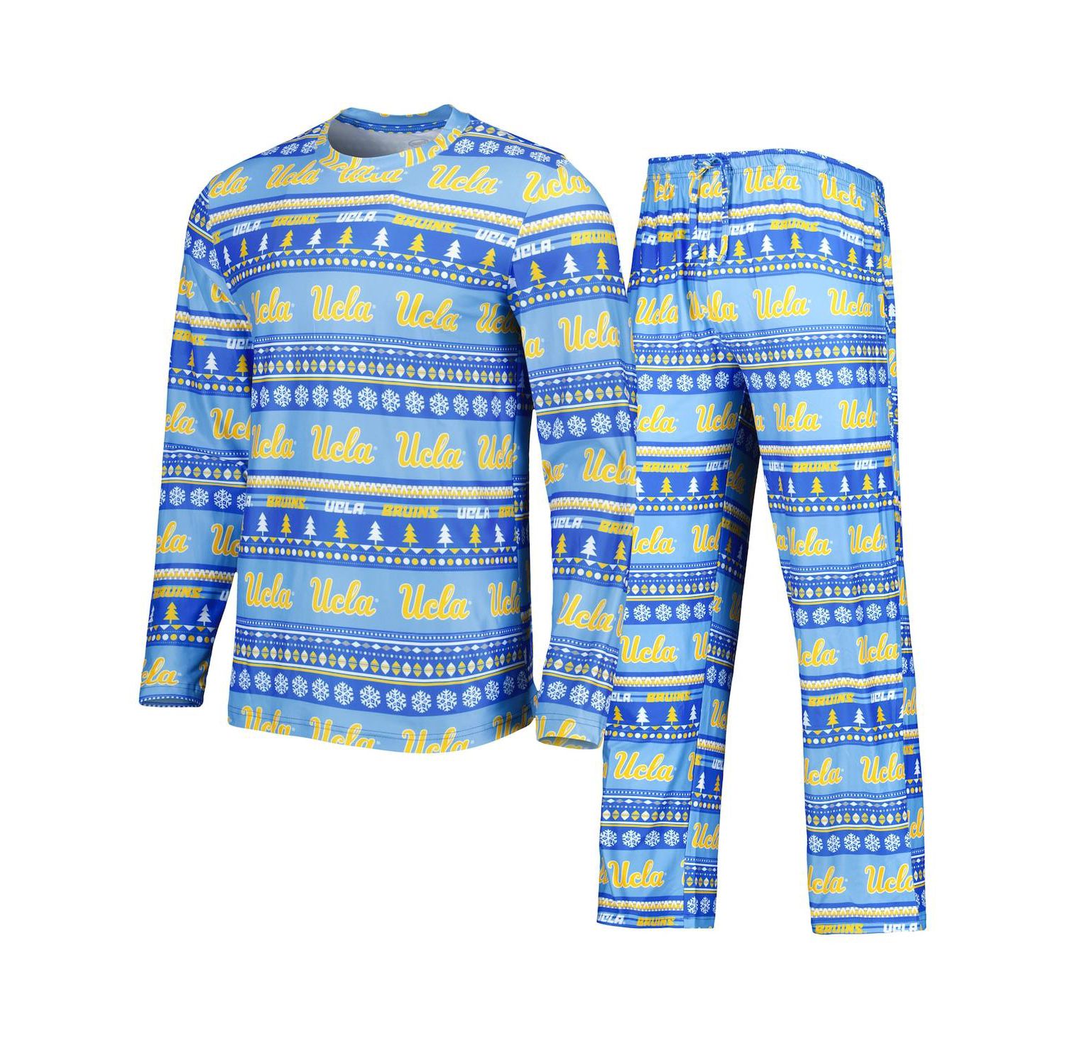 Men's Blue UCLA Bruins Swivel Long Sleeve T-shirt and Pants Sleep Set