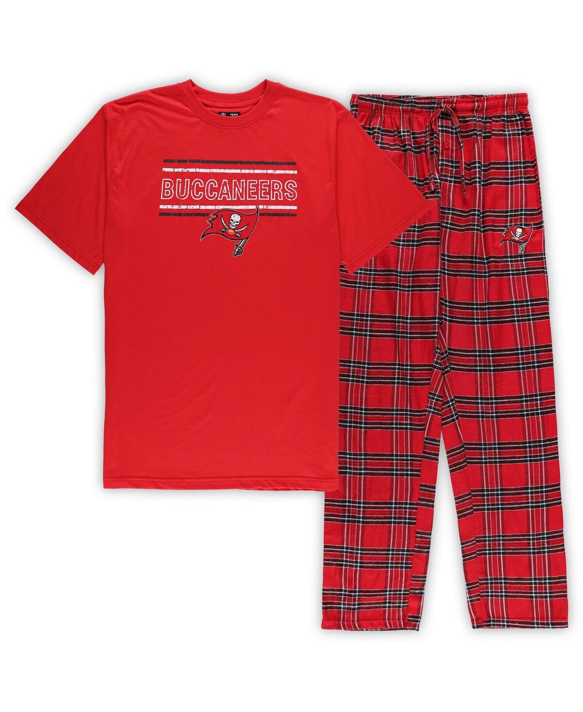 Shop Concepts Sport Men's  Red, Black Tampa Bay Buccaneers Big And Tall Flannel Sleep Set In Red,black