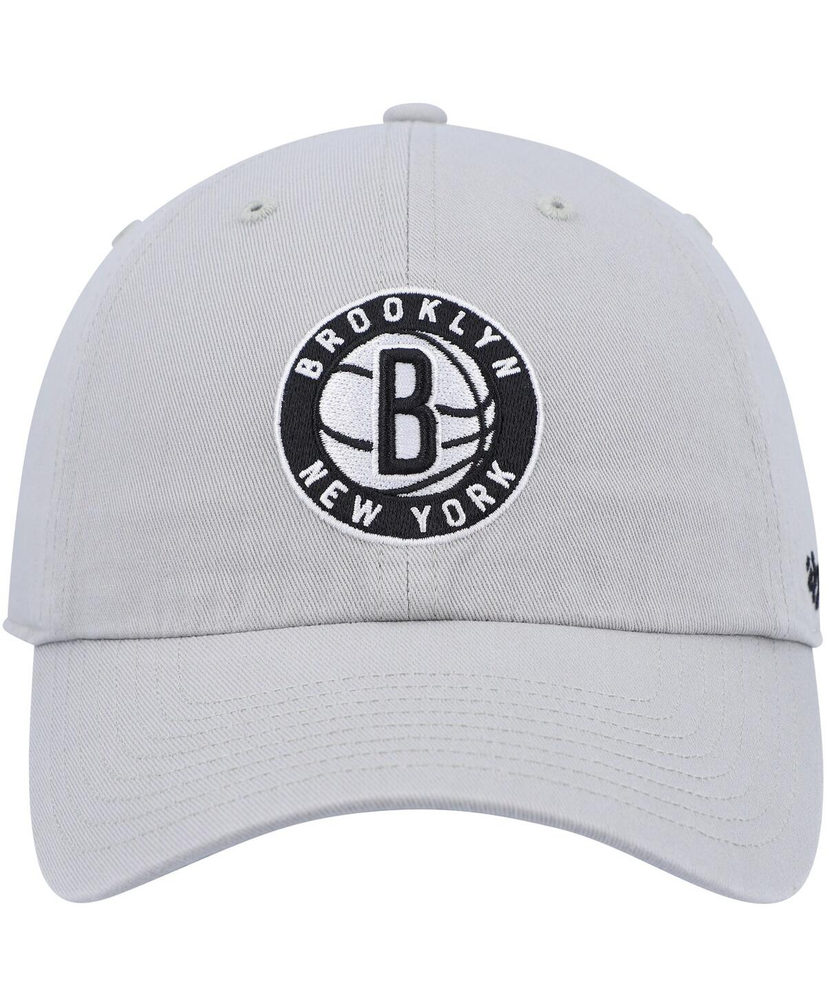 Men's '47 BrandBrooklyn Nets Team Logo Clean Up Adjustable Hat - Gray