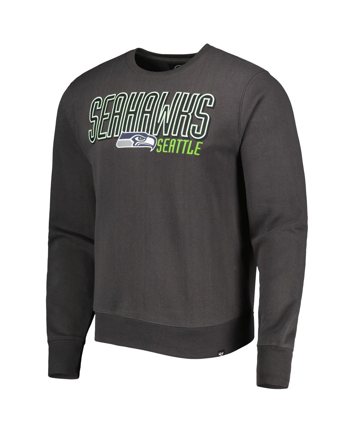 Men's '47 BrandSeattle Seahawks Locked In Headline Pullover Sweatshirt - Charcoal
