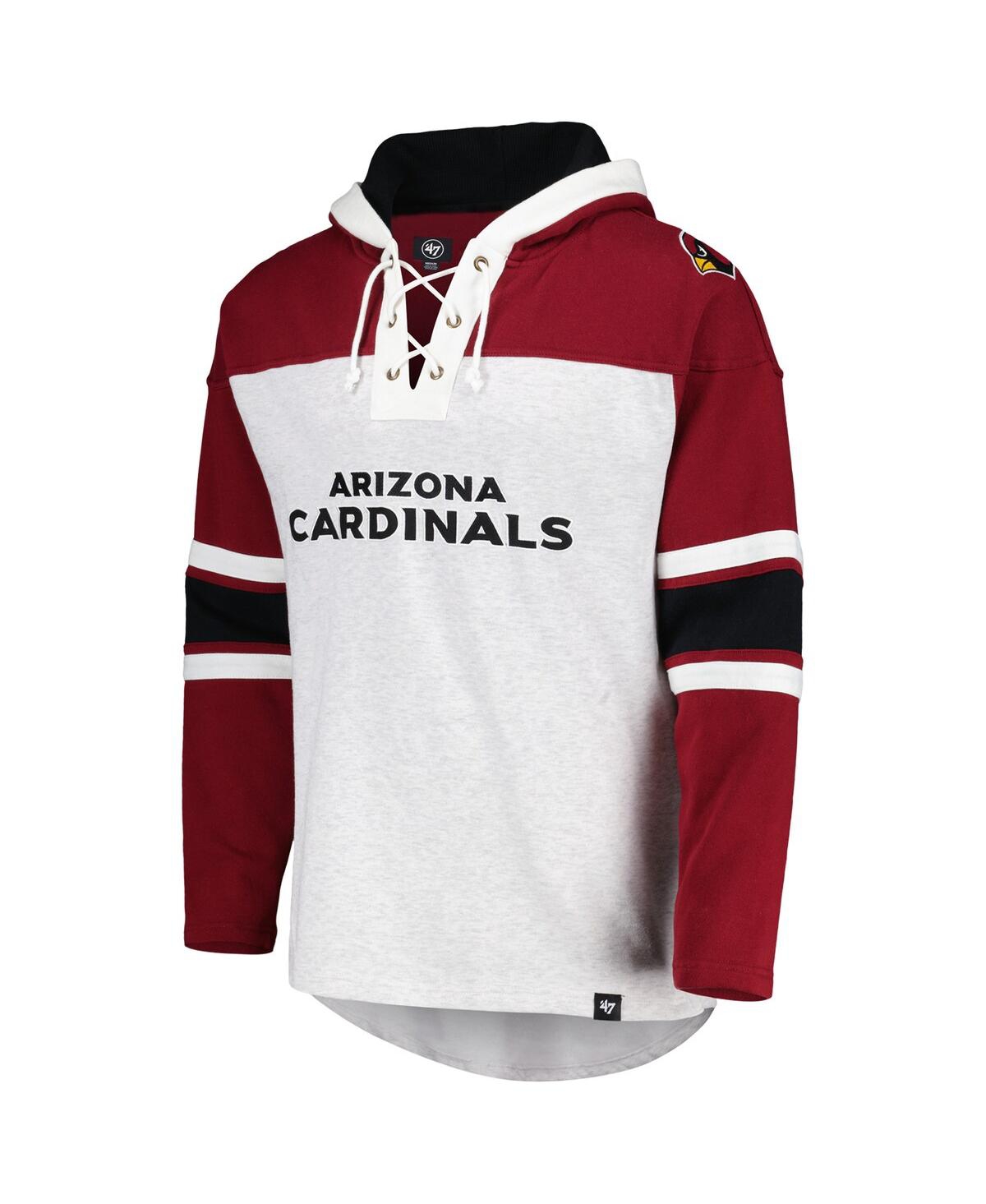 Shop 47 Brand Men's ' Arizona Cardinals Heather Gray Gridiron Lace-up Pullover Hoodie