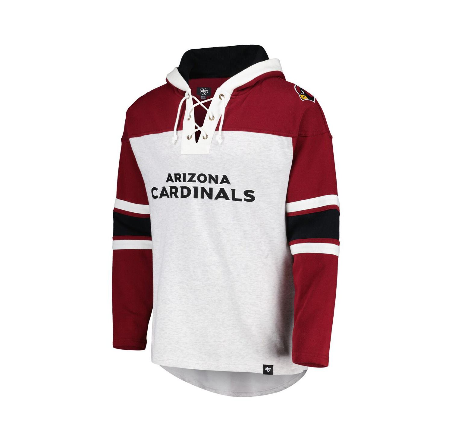 Men's Arizona Cardinals Heather Gray Gridiron Lace-Up Pullover Hoodie