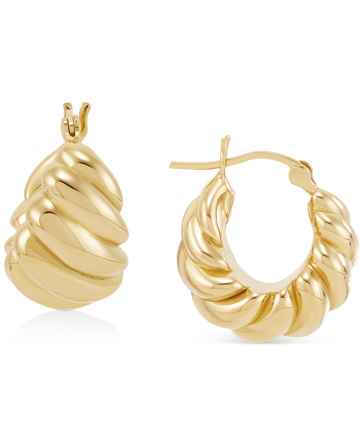 Macy's Polished Shrimp Design Hoop Earrings In 14k Yellow Gold