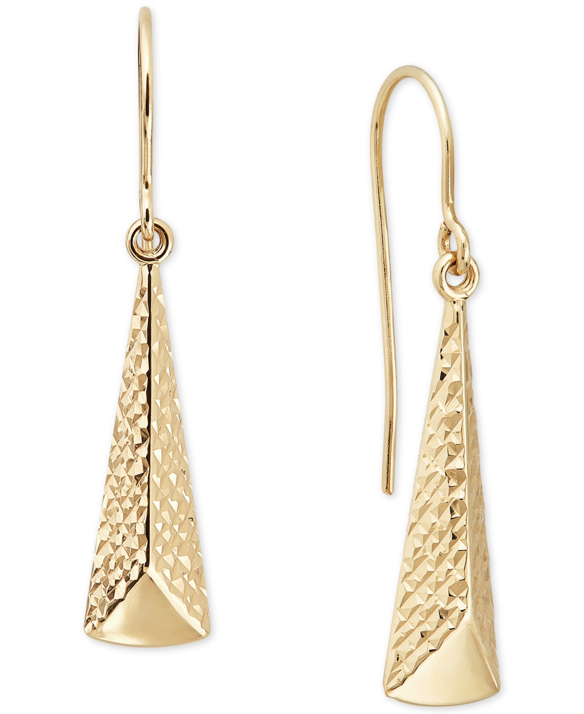 Macy's Polished Long Triangle Drop Earrings In 10k Yellow Gold