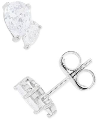 Macy's - Cubic Zirconia Stud Earrings in Sterling Silver or 14k Gold over Sterling Silver