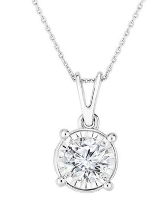 Macy's - Diamond Solitaire 18" Pendant Necklace (5/8 ct. t.w.) in 14k White Gold