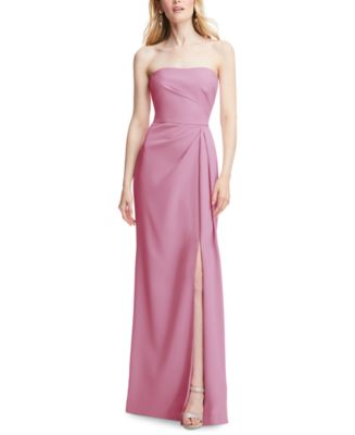After Six Women's Strapless Pleated Faux Wrap Trumpet Gown with Front ...