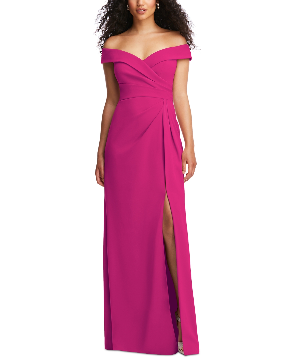 After Six Women's Pleated-Bodice Off-The-Shoulder Dress