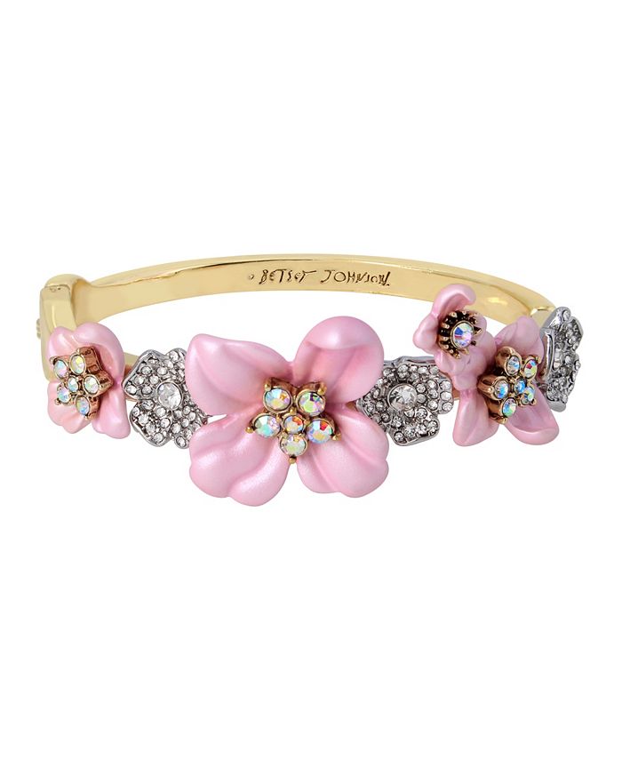 Betsey Johnson Faux Stone Flower Cluster Bangle Bracelet Macy s