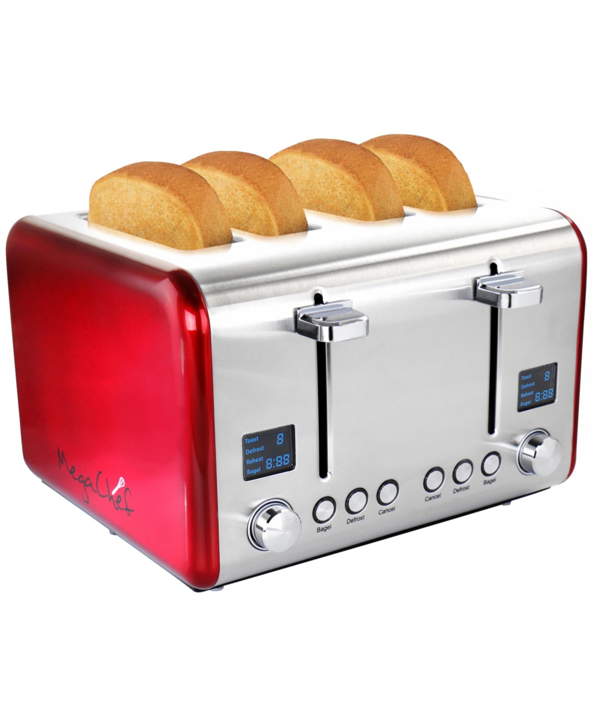 Megachef 4 Slice Toaster In Stainless Steel In Red