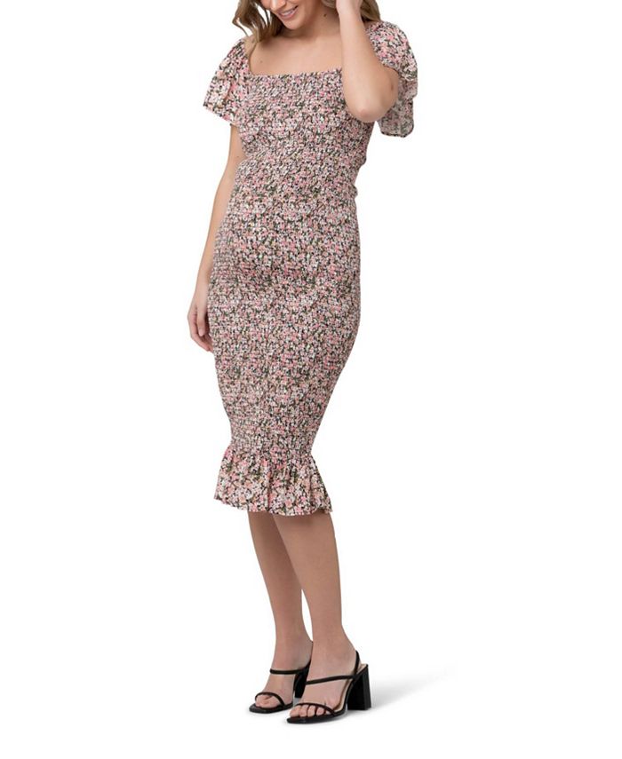 Ripe Maternity Maternity Sophia Floral Shirred Midi Dress - Macy's